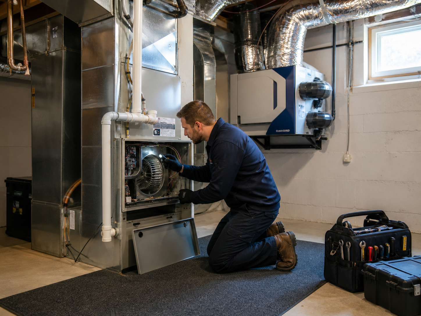 Furnace cleaning service by Conduits Prestige