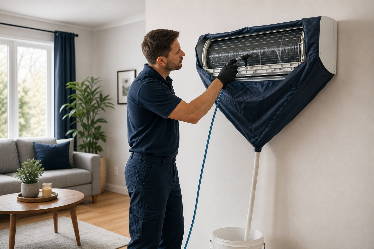 Wall-mounted air conditioner service by Conduits Prestige